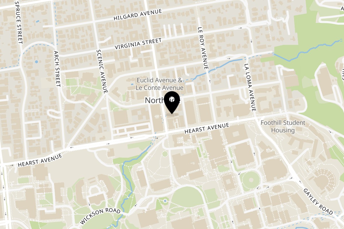Map showing the location of Bongo Burger on 1839 Euclid Ave in Berkeley